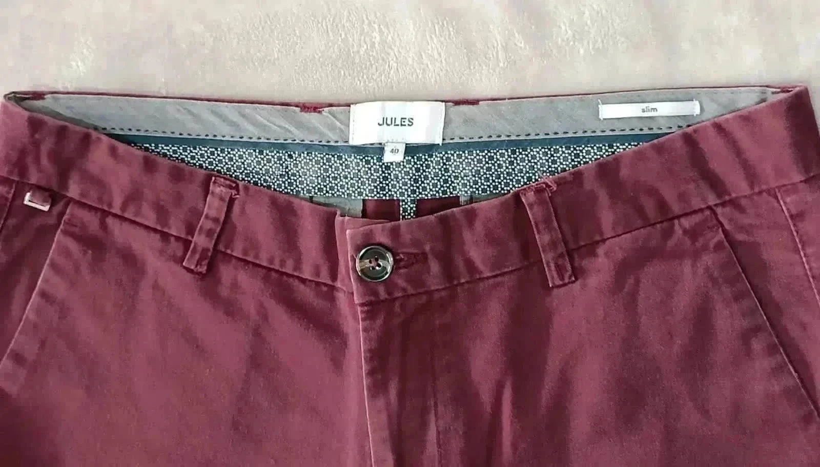 Pantalón chino Jules slim burdeos Talla 40 – photo 2